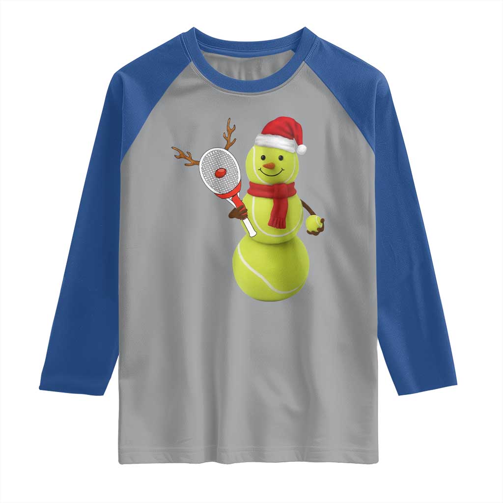 Funny Christmas Tennis Snowman Raglan Shirt Tennis Lover Gift - Wonder Print Shop