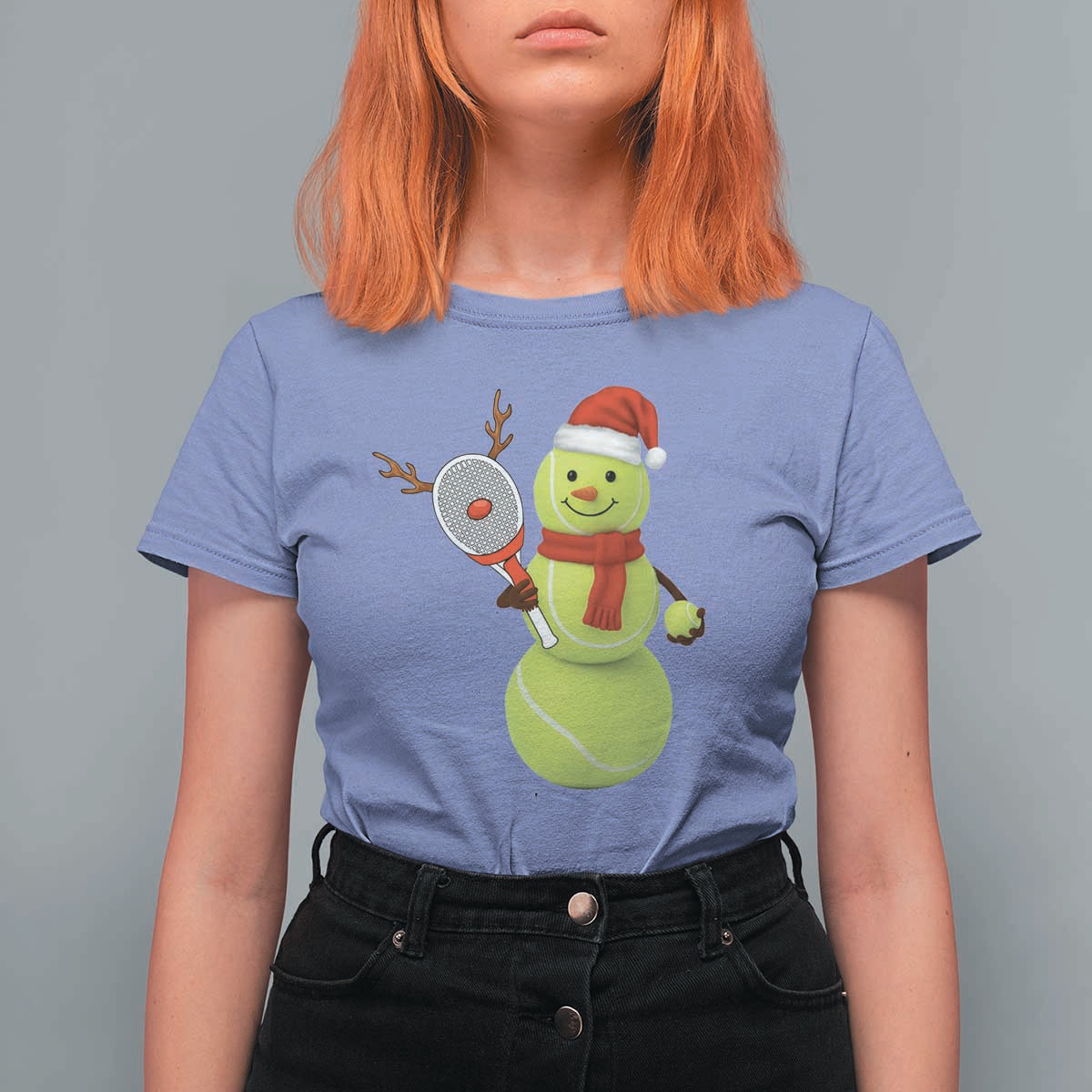 Funny Christmas Tennis Snowman T Shirt For Women Tennis Lover Gift - Wonder Print Shop