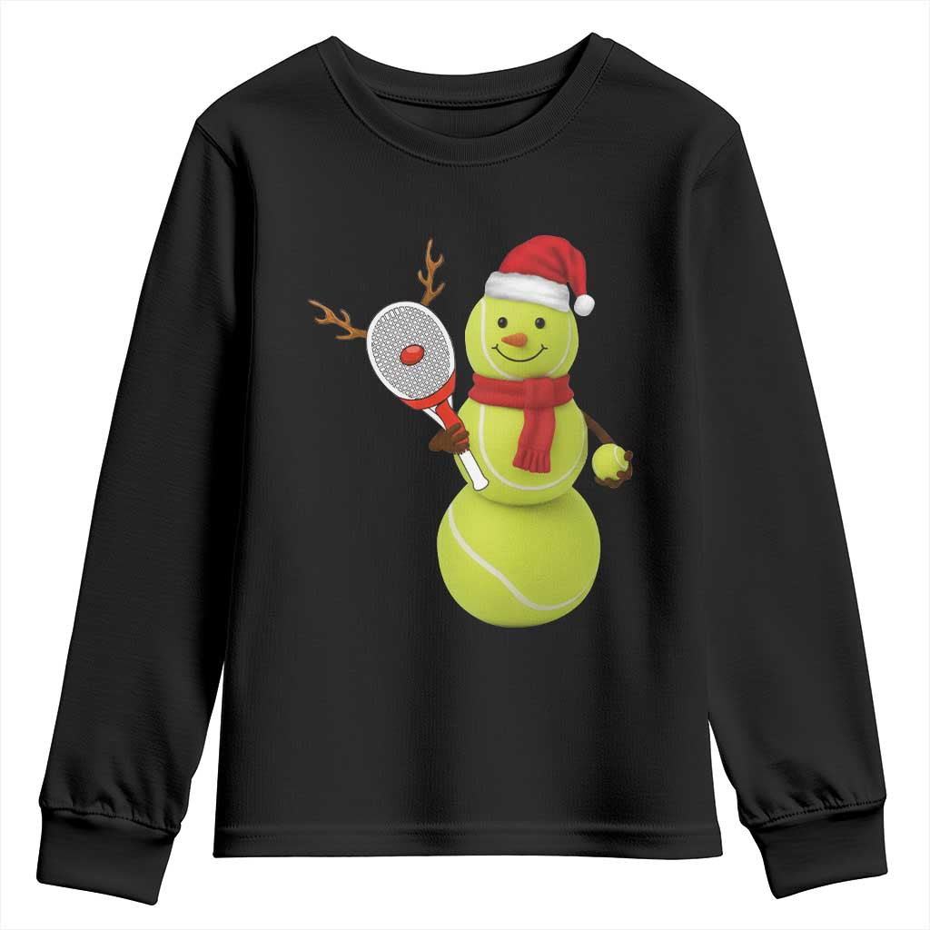 Funny Christmas Tennis Snowman Youth Sweatshirt Tennis Lover Gift - Wonder Print Shop