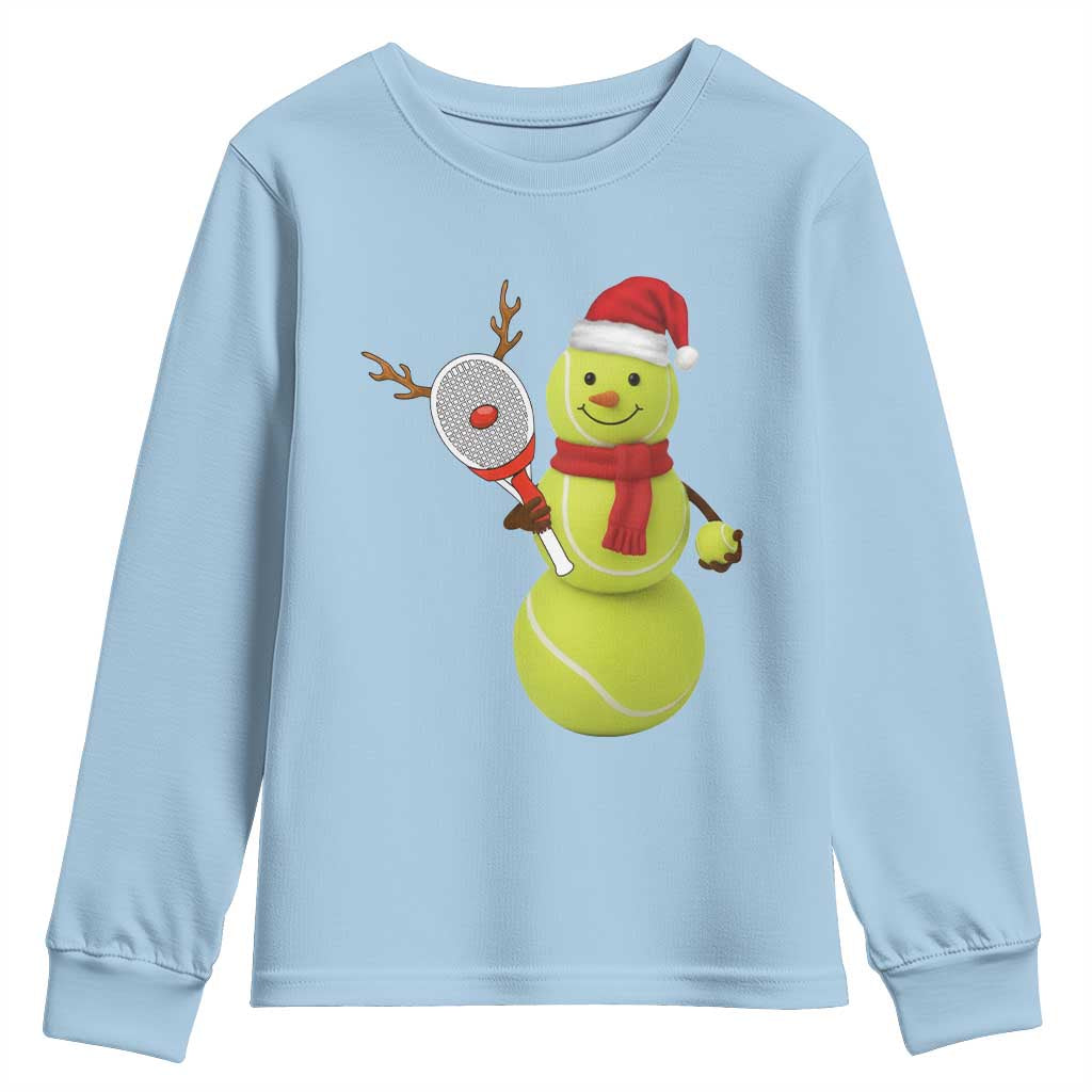 Funny Christmas Tennis Snowman Youth Sweatshirt Tennis Lover Gift - Wonder Print Shop