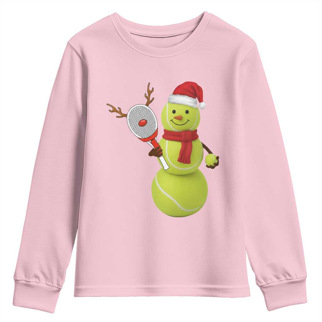 Funny Christmas Tennis Snowman Youth Sweatshirt Tennis Lover Gift - Wonder Print Shop