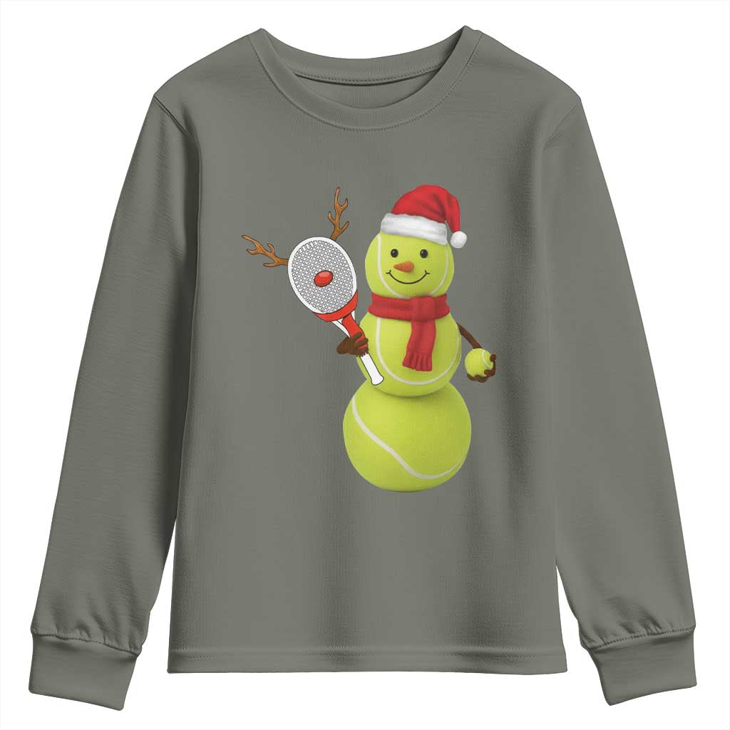 Funny Christmas Tennis Snowman Youth Sweatshirt Tennis Lover Gift - Wonder Print Shop