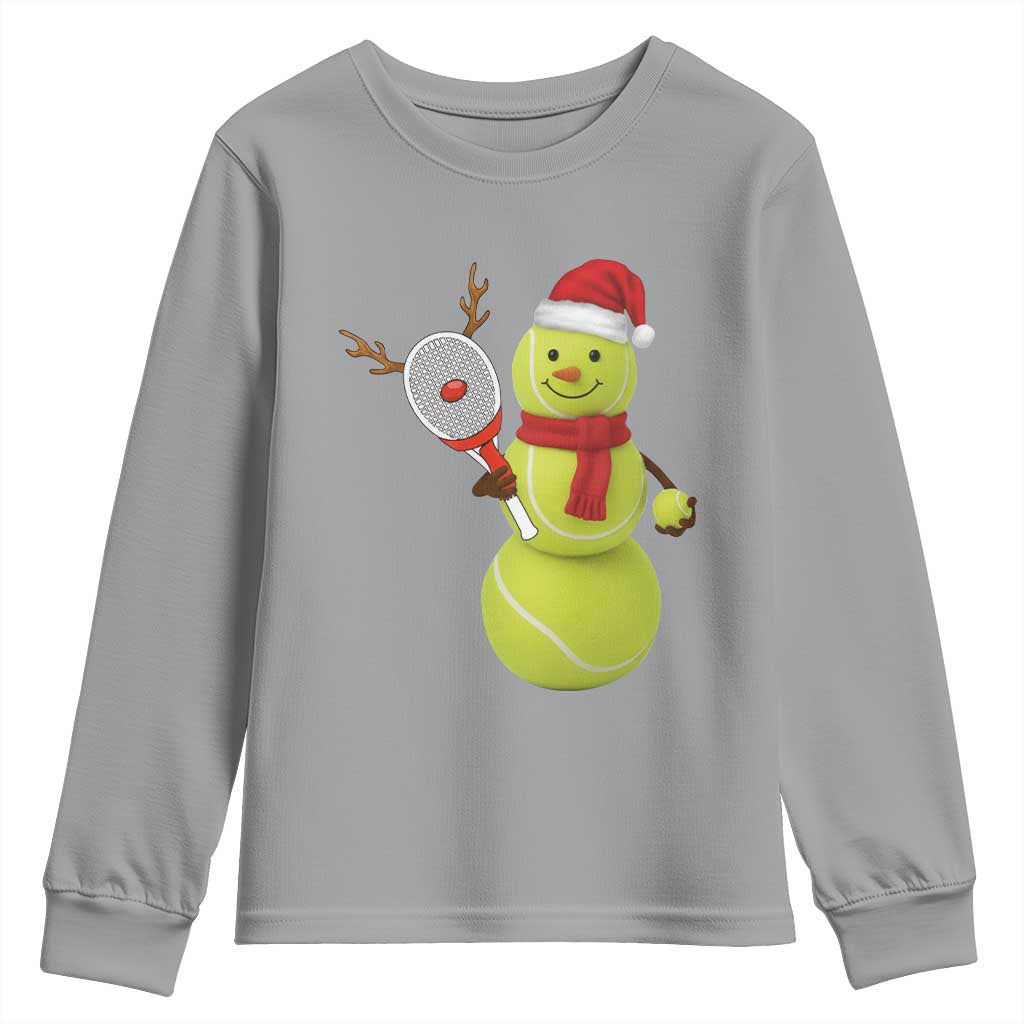 Funny Christmas Tennis Snowman Youth Sweatshirt Tennis Lover Gift - Wonder Print Shop