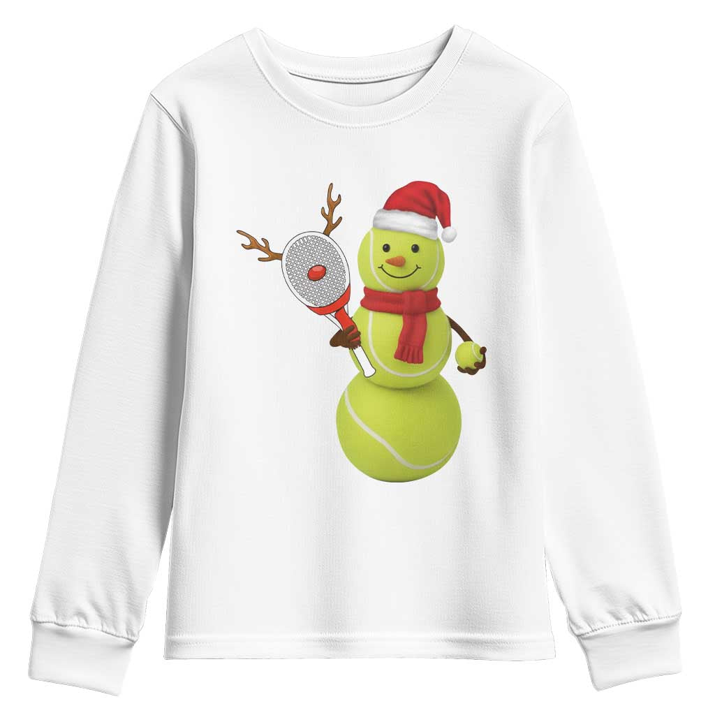 Funny Christmas Tennis Snowman Youth Sweatshirt Tennis Lover Gift - Wonder Print Shop