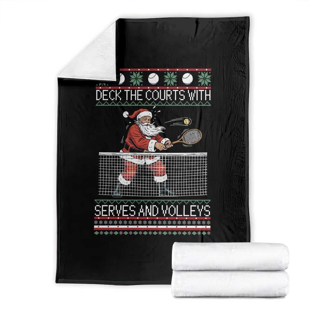Deck The Courts With Serves And Volleys Throw Blanket Funny Tennis Ugly Christmas - Wonder Print Shop