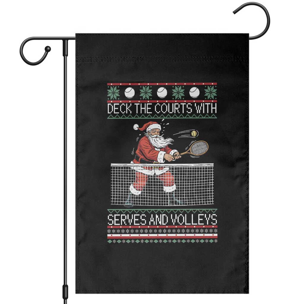 Deck The Courts With Serves And Volleys Garden Flag Funny Tennis Ugly Christmas - Wonder Print Shop