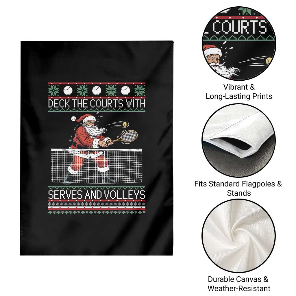 Deck The Courts With Serves And Volleys Garden Flag Funny Tennis Ugly Christmas - Wonder Print Shop