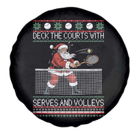 Deck The Courts With Serves And Volleys Spare Tire Cover Funny Tennis Ugly Christmas - Wonder Print Shop