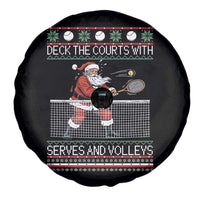 Deck The Courts With Serves And Volleys Spare Tire Cover Funny Tennis Ugly Christmas - Wonder Print Shop