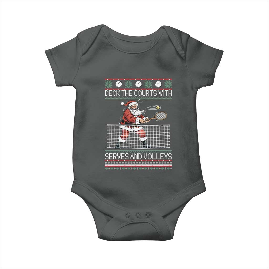 Deck The Courts With Serves And Volleys Baby Onesie Funny Tennis Ugly Christmas - Wonder Print Shop