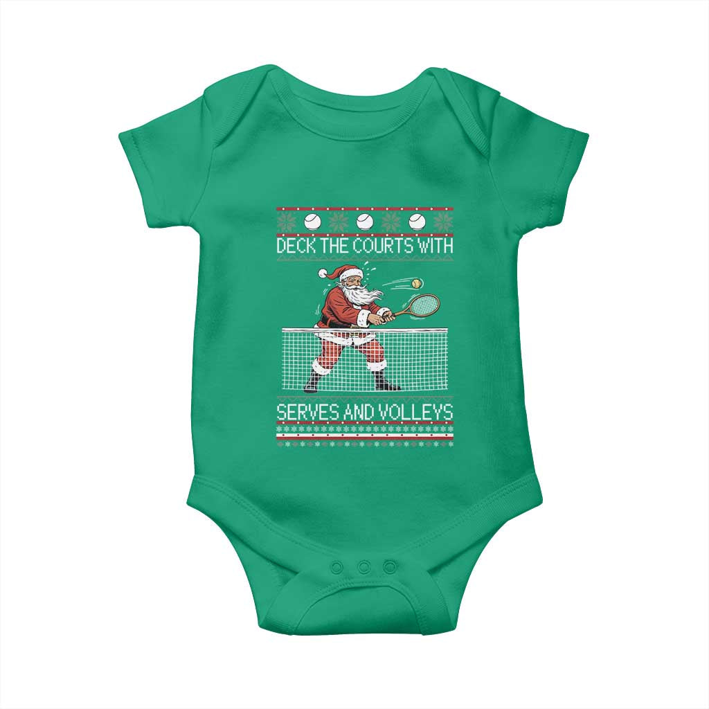 Deck The Courts With Serves And Volleys Baby Onesie Funny Tennis Ugly Christmas - Wonder Print Shop
