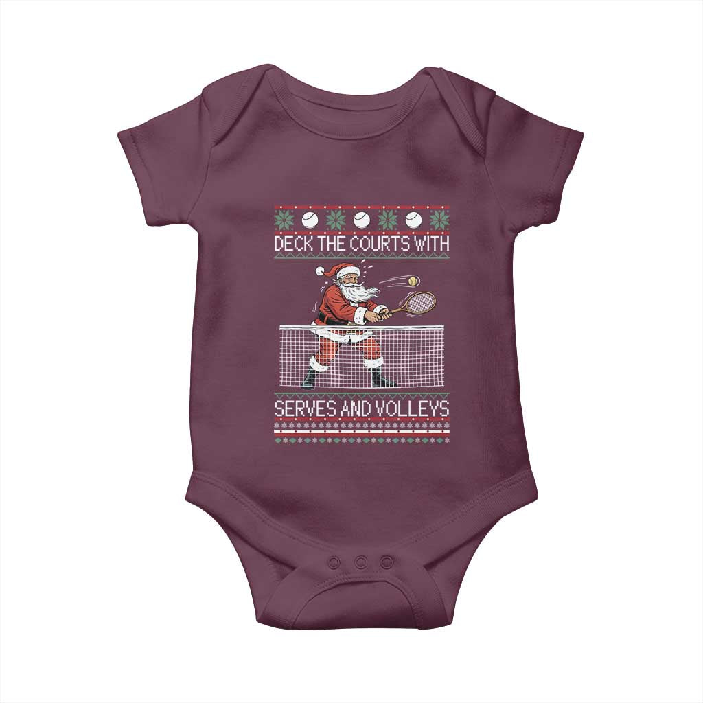 Deck The Courts With Serves And Volleys Baby Onesie Funny Tennis Ugly Christmas - Wonder Print Shop