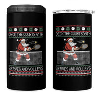 Deck The Courts With Serves And Volleys 4 in 1 Can Cooler Tumbler Funny Tennis Ugly Christmas - Wonder Print Shop