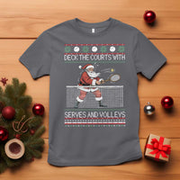 Deck The Courts With Serves And Volleys T Shirt Funny Tennis Ugly Christmas - Wonder Print Shop