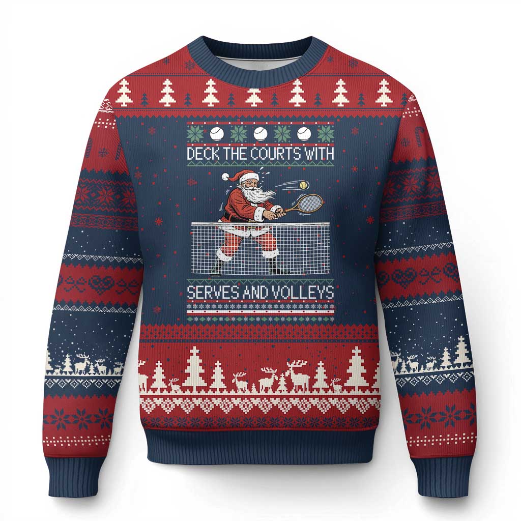 Deck The Courts With Serves And Volleys Ugly Christmas Sweater Funny Tennis Ugly Christmas - Wonder Print Shop