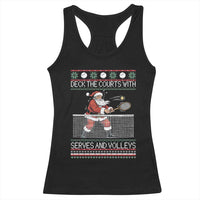 Deck The Courts With Serves And Volleys Racerback Tank Top Funny Tennis Ugly Christmas - Wonder Print Shop