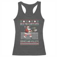 Deck The Courts With Serves And Volleys Racerback Tank Top Funny Tennis Ugly Christmas - Wonder Print Shop