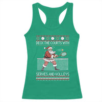 Deck The Courts With Serves And Volleys Racerback Tank Top Funny Tennis Ugly Christmas - Wonder Print Shop