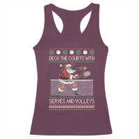Deck The Courts With Serves And Volleys Racerback Tank Top Funny Tennis Ugly Christmas - Wonder Print Shop