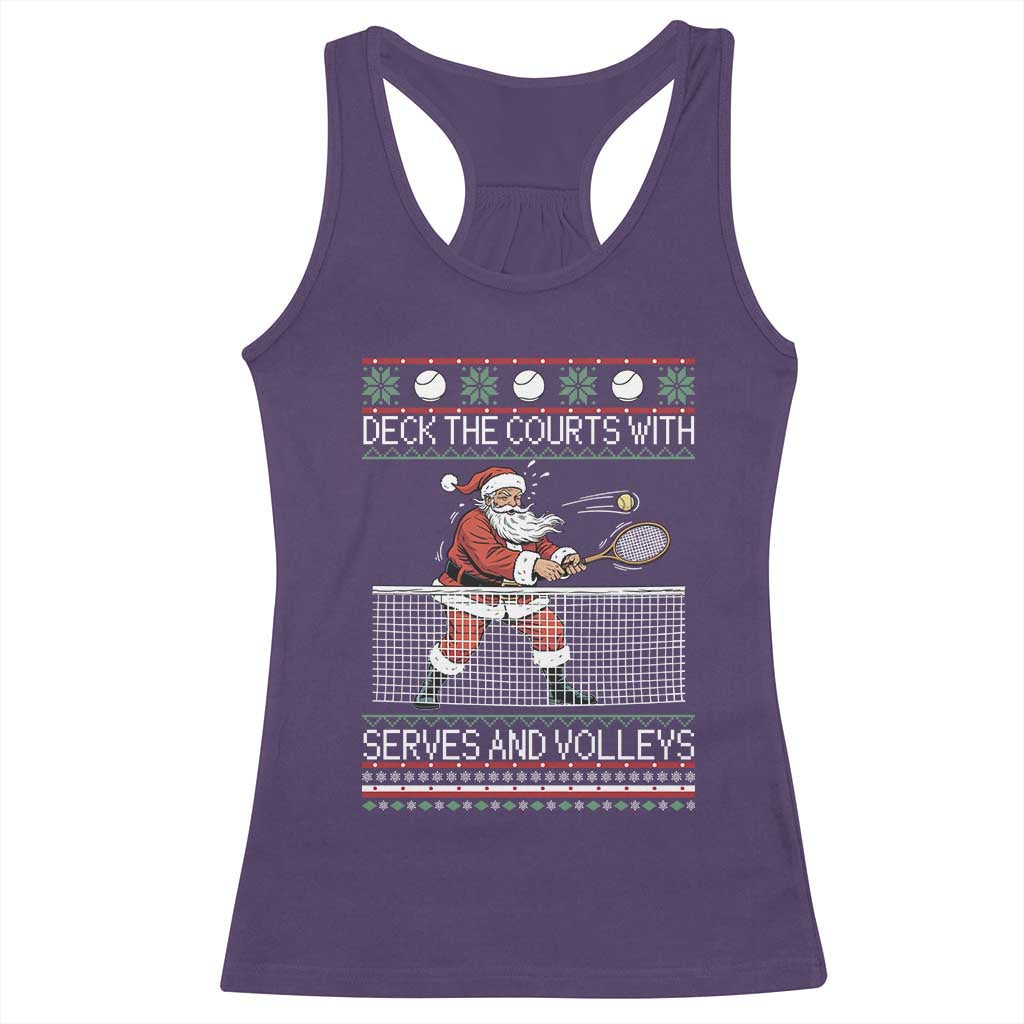 Deck The Courts With Serves And Volleys Racerback Tank Top Funny Tennis Ugly Christmas - Wonder Print Shop