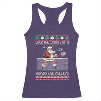 Deck The Courts With Serves And Volleys Racerback Tank Top Funny Tennis Ugly Christmas - Wonder Print Shop