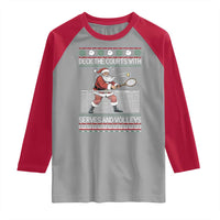Deck The Courts With Serves And Volleys Raglan Shirt Funny Tennis Ugly Christmas - Wonder Print Shop