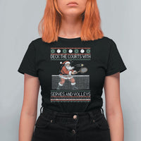 Deck The Courts With Serves And Volleys T Shirt For Women Funny Tennis Ugly Christmas - Wonder Print Shop