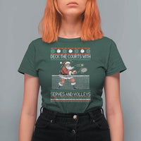 Deck The Courts With Serves And Volleys T Shirt For Women Funny Tennis Ugly Christmas - Wonder Print Shop