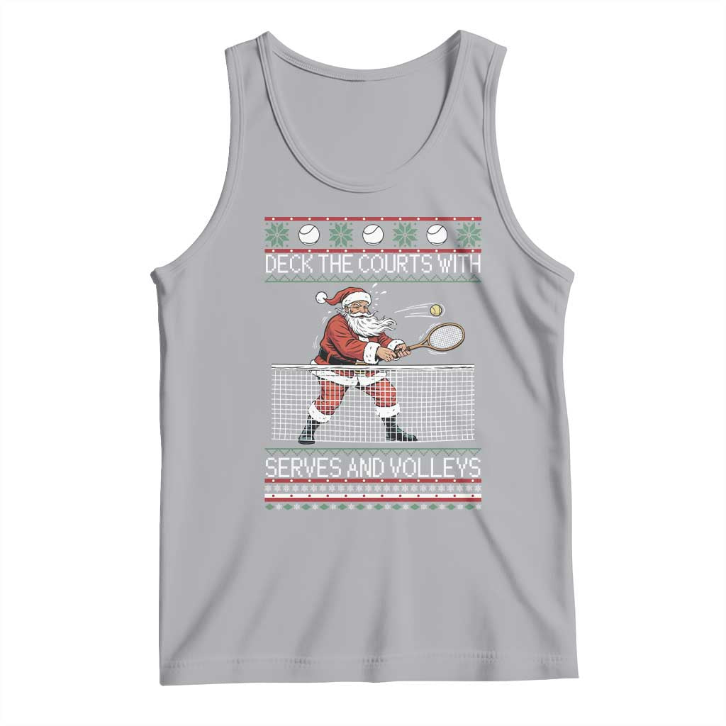 Deck The Courts With Serves And Volleys Tank Top Funny Tennis Ugly Christmas - Wonder Print Shop