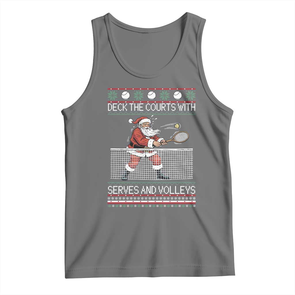 Deck The Courts With Serves And Volleys Tank Top Funny Tennis Ugly Christmas - Wonder Print Shop