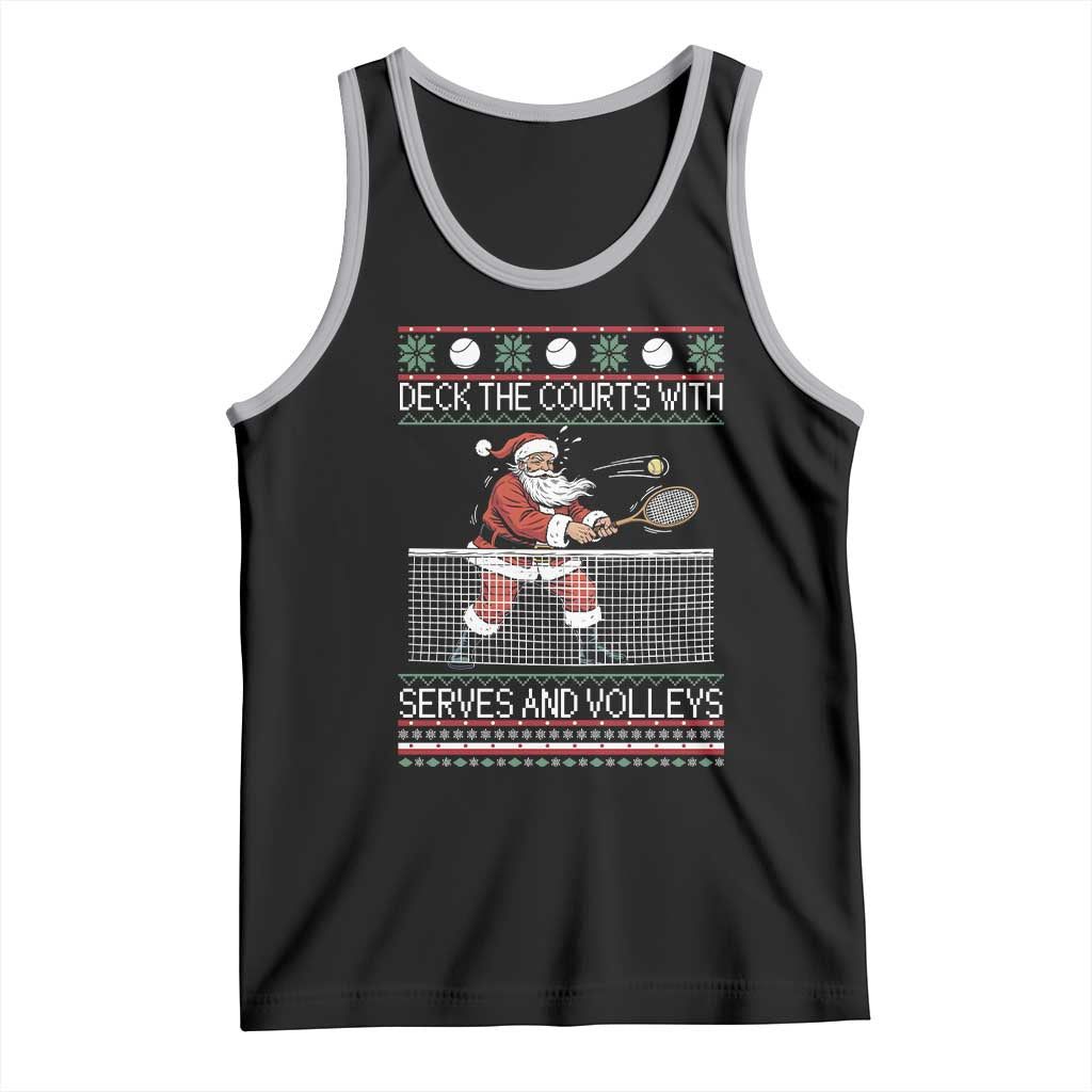 Deck The Courts With Serves And Volleys Tank Top Funny Tennis Ugly Christmas - Wonder Print Shop
