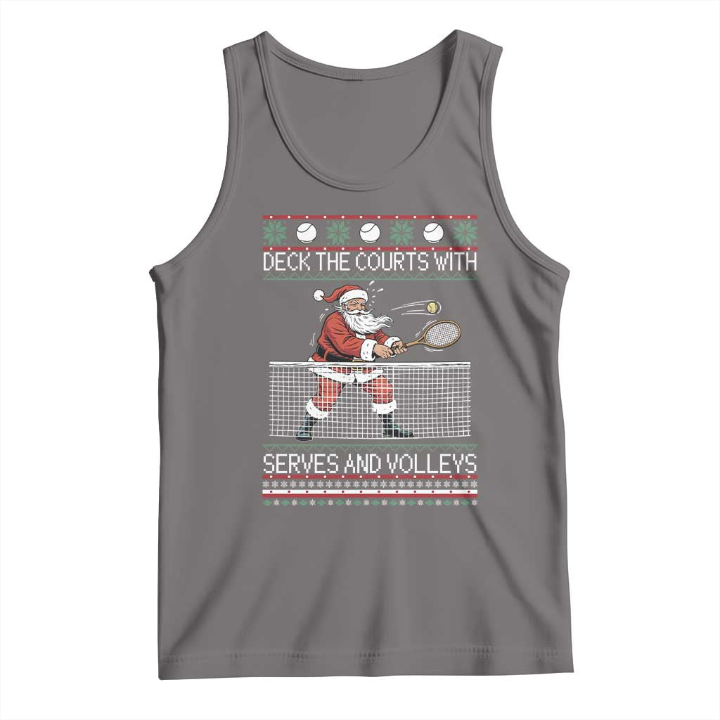 Deck The Courts With Serves And Volleys Tank Top Funny Tennis Ugly Christmas - Wonder Print Shop