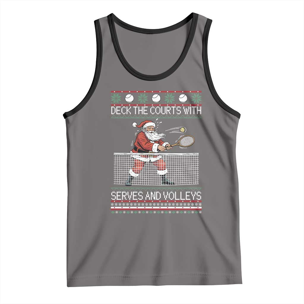Deck The Courts With Serves And Volleys Tank Top Funny Tennis Ugly Christmas - Wonder Print Shop