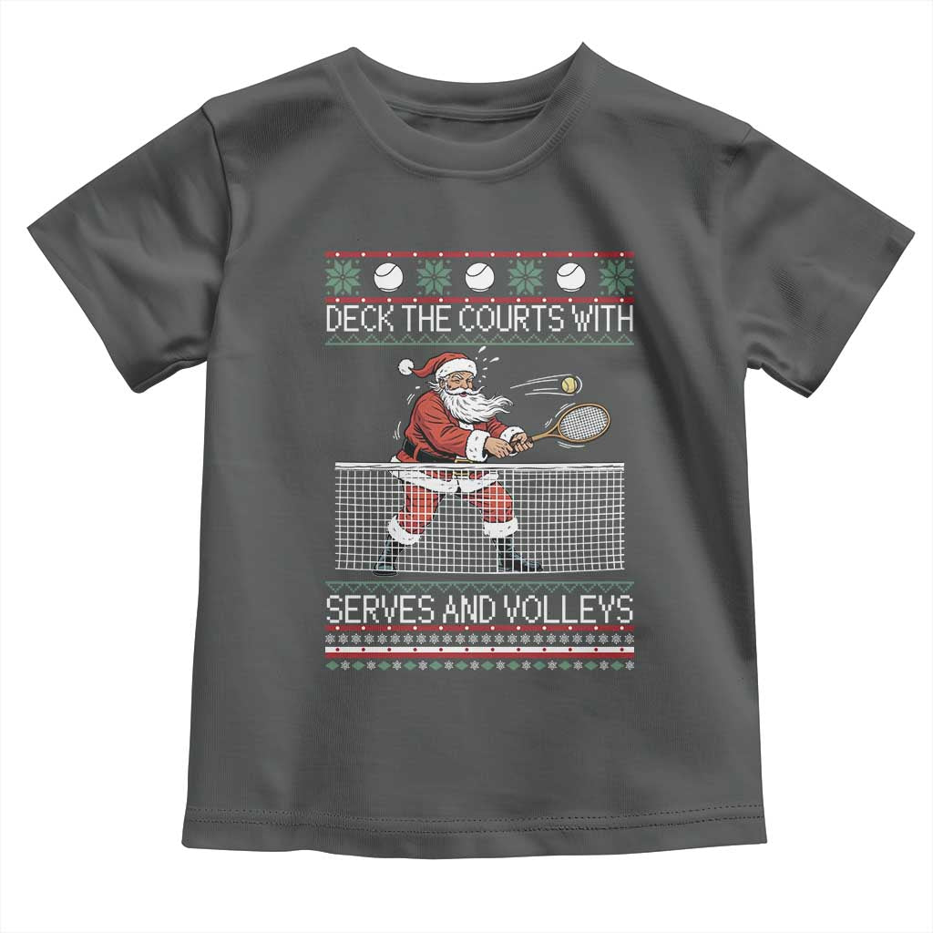 Deck The Courts With Serves And Volleys Toddler T Shirt Funny Tennis Ugly Christmas - Wonder Print Shop