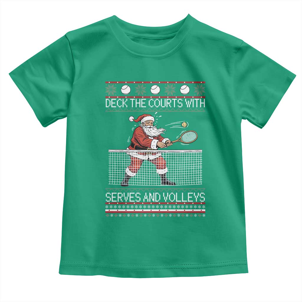 Deck The Courts With Serves And Volleys Toddler T Shirt Funny Tennis Ugly Christmas - Wonder Print Shop