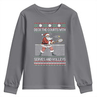 Deck The Courts With Serves And Volleys Youth Sweatshirt Funny Tennis Ugly Christmas - Wonder Print Shop