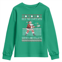 Deck The Courts With Serves And Volleys Youth Sweatshirt Funny Tennis Ugly Christmas - Wonder Print Shop