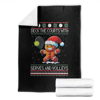 Funny Tennis Ugly Christmas Gingerbread Player Gift Throw Blanket Deck The Courts With Serves And Volleys - Wonder Print Shop