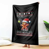 Funny Tennis Ugly Christmas Gingerbread Player Gift Throw Blanket Deck The Courts With Serves And Volleys - Wonder Print Shop