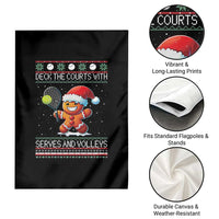 Funny Tennis Ugly Christmas Gingerbread Player Gift Garden Flag Deck The Courts With Serves And Volleys - Wonder Print Shop