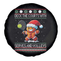 Funny Tennis Ugly Christmas Gingerbread Player Gift Spare Tire Cover Deck The Courts With Serves And Volleys - Wonder Print Shop