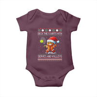Funny Tennis Ugly Christmas Gingerbread Player Gift Baby Onesie Deck The Courts With Serves And Volleys - Wonder Print Shop