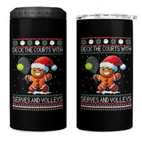 Funny Tennis Ugly Christmas Gingerbread Player Gift 4 in 1 Can Cooler Tumbler Deck The Courts With Serves And Volleys - Wonder Print Shop