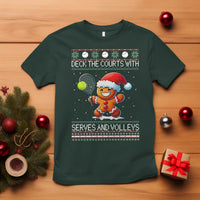 Funny Tennis Ugly Christmas Gingerbread Player Gift T Shirt Deck The Courts With Serves And Volleys - Wonder Print Shop