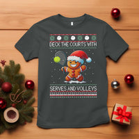 Funny Tennis Ugly Christmas Gingerbread Player Gift T Shirt Deck The Courts With Serves And Volleys - Wonder Print Shop