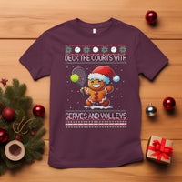 Funny Tennis Ugly Christmas Gingerbread Player Gift T Shirt Deck The Courts With Serves And Volleys - Wonder Print Shop