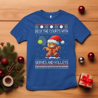 Funny Tennis Ugly Christmas Gingerbread Player Gift T Shirt Deck The Courts With Serves And Volleys - Wonder Print Shop