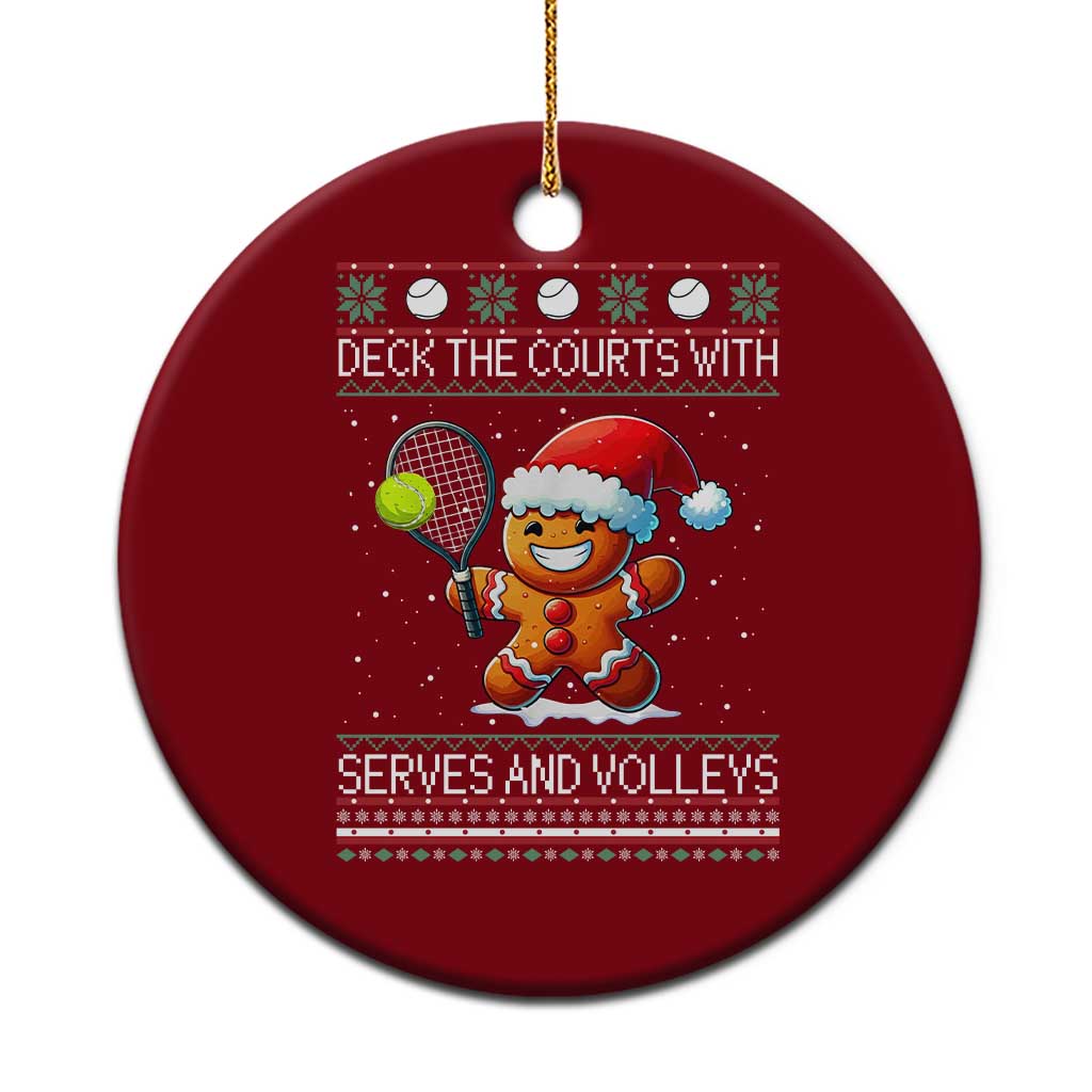 Funny Tennis Ugly Christmas Gingerbread Player Gift Ceramic Ornament Deck The Courts With Serves And Volleys - Wonder Print Shop