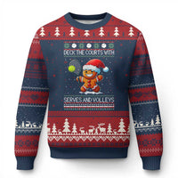 Funny Tennis Ugly Christmas Gingerbread Player Gift Ugly Christmas Sweater Deck The Courts With Serves And Volleys - Wonder Print Shop