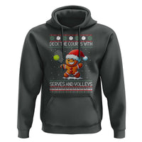 Funny Tennis Ugly Christmas Gingerbread Player Gift Hoodie Deck The Courts With Serves And Volleys - Wonder Print Shop